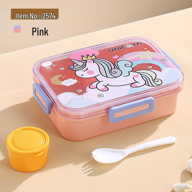 

Детский мультяшный ланч-бокс с дизайном космонавта, динозавра и единорога - Бенто с тремя отделениями и миской для салата