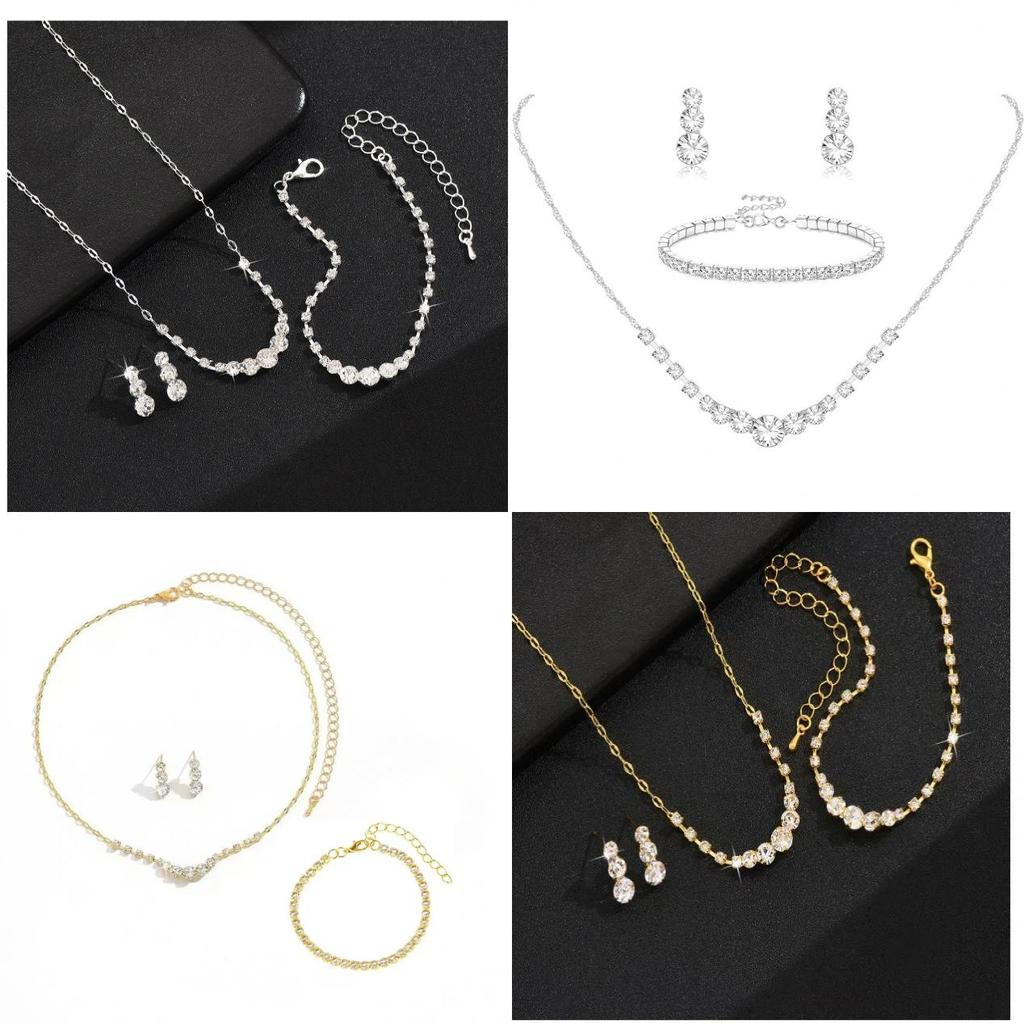 Water Drop Wedding Necklace Set With Geometric Pendant For Bridal Jewelry Collection