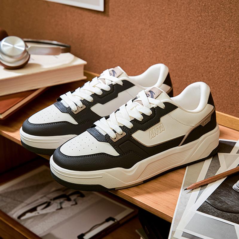 New Anta C37 Series Abrasion Resistant Height Increasing Low Top Skateboard Shoes Men's White Black 112538022-6