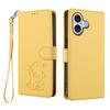 For iPhone 17 Wallet Case with Wrist Strap Love Cat Pattern Imprint Leather Phone Cover