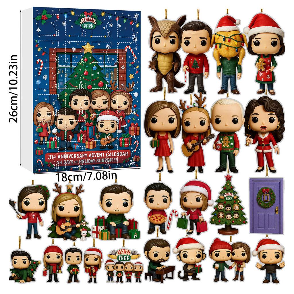 Vánoční adventní kalendář Stray Kids s 24 akrylovými ozdobami pro sváteční obdarování