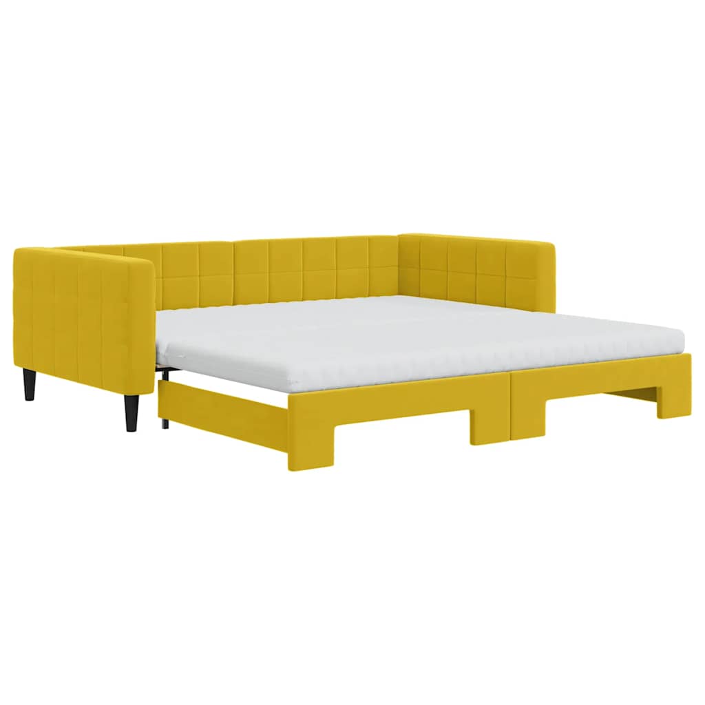Pull Out Daybed with Mattresses Yellow 100x200 cm Velvet