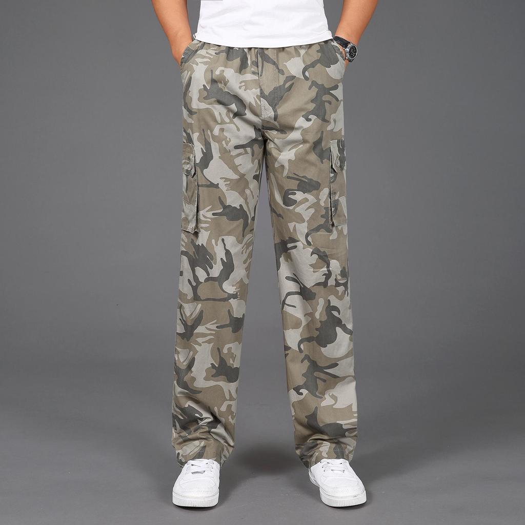 Camouflage-Baumwoll-Arbeitshose für Herren, große Arbeitshose, Hose für Herren, elastisch, gewaschen, Freizeithose für Herren