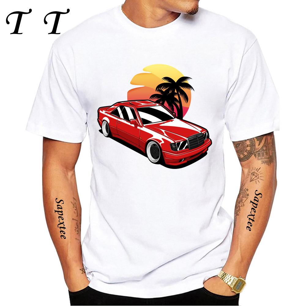 New Summer Fashion Men Short Sleeve W124  Quot Dirty Style TShirt Boy Sport Casual White Tops Vintage Car Hip HopTees