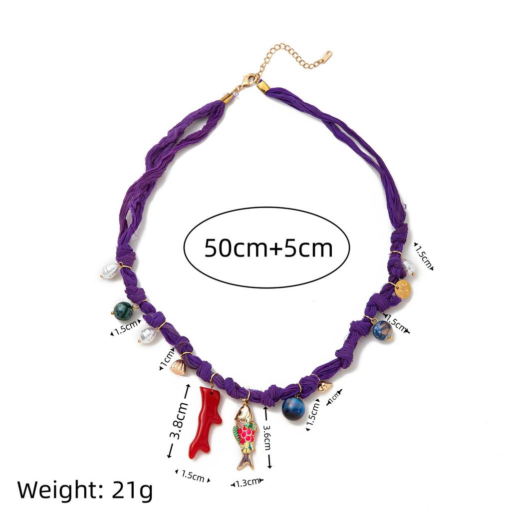 Seaside Vacation Popular Necklace With Rope Sun Starfish Small Fish Diy Necklace Electroplating Color Retention