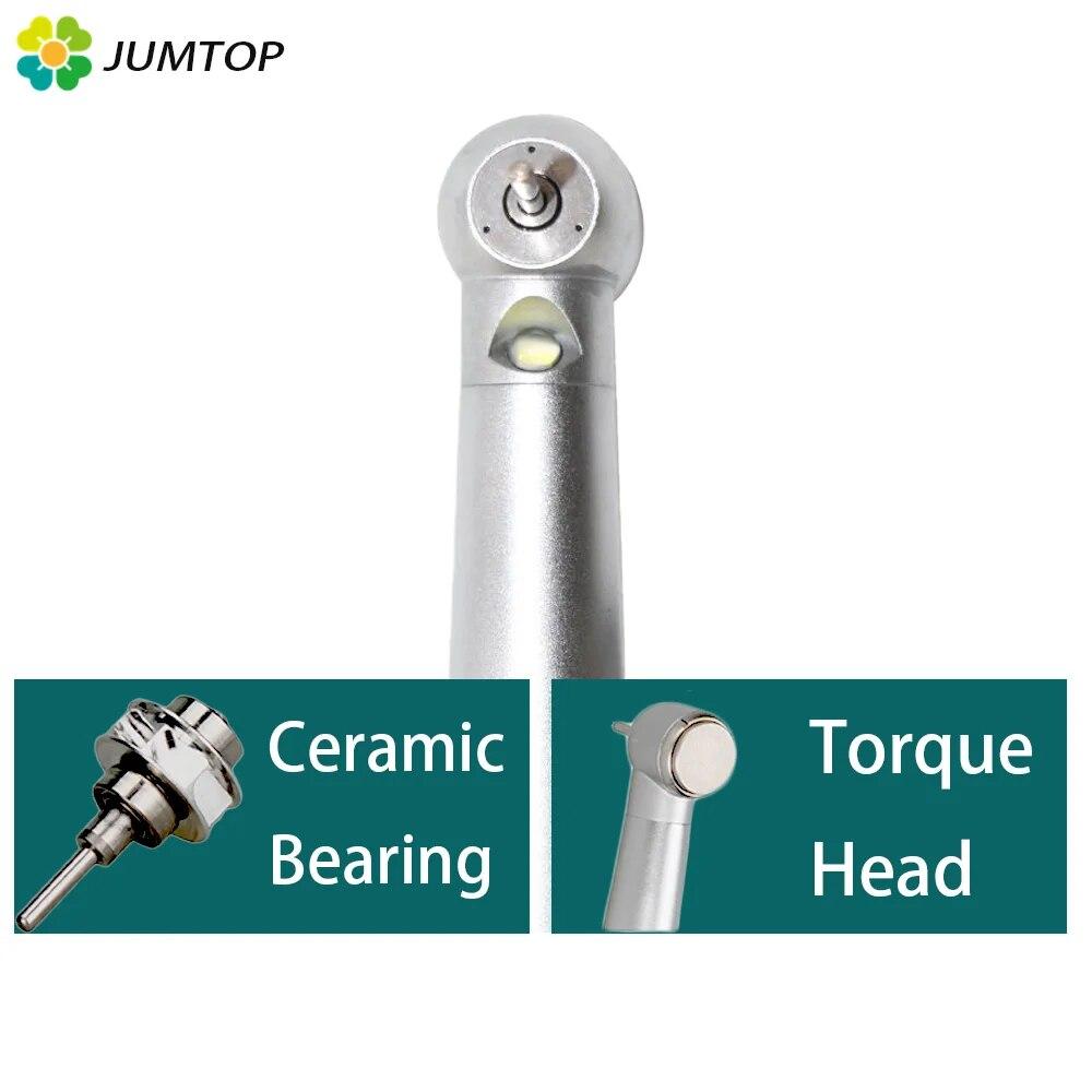 Dental LED High Speed Handpiece Torque Head Air Turbine E-Generator Ceramic Bearing Dentist Tips Triple Water Spray 2/4 Hole