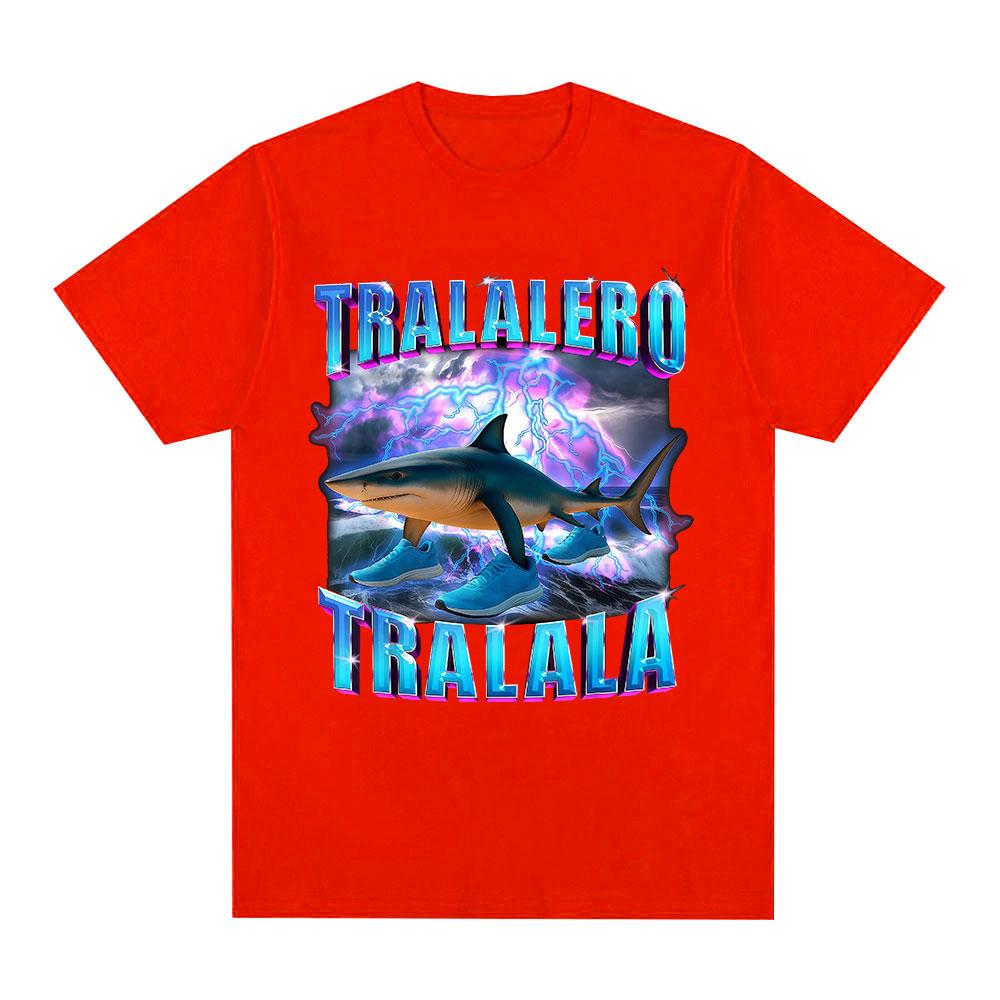 Tralalero Tralala Italian Brainrot Funny Shark Meme Graphic T-shirts Men's Women Clothing Fashion T Shirts Summer Cotton T Shirt