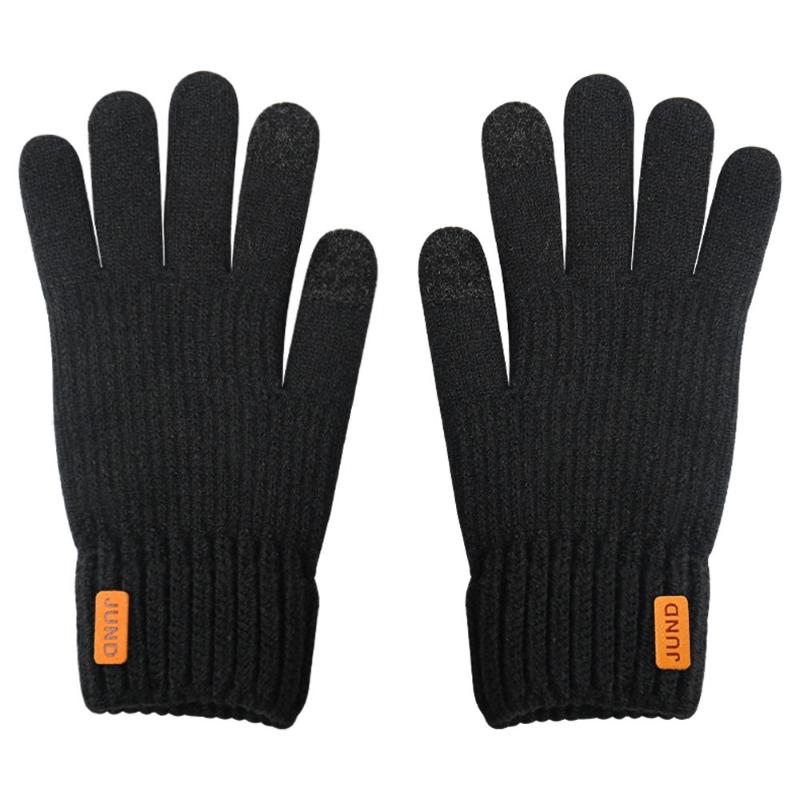 Knitted Wool Cold-proof Warm Gloves Men's Thickened Outdoor Riding Fleece Winter Gloves Can Be
