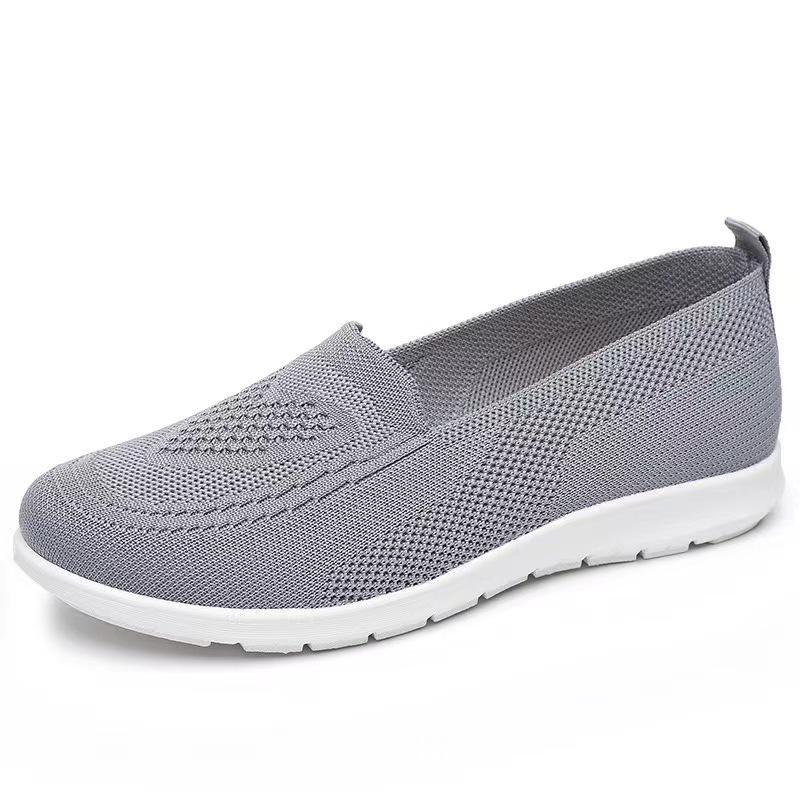 Women's Breathable Flyknit Slip-On Flat Shoes, Plus Size, Casual Spring Style