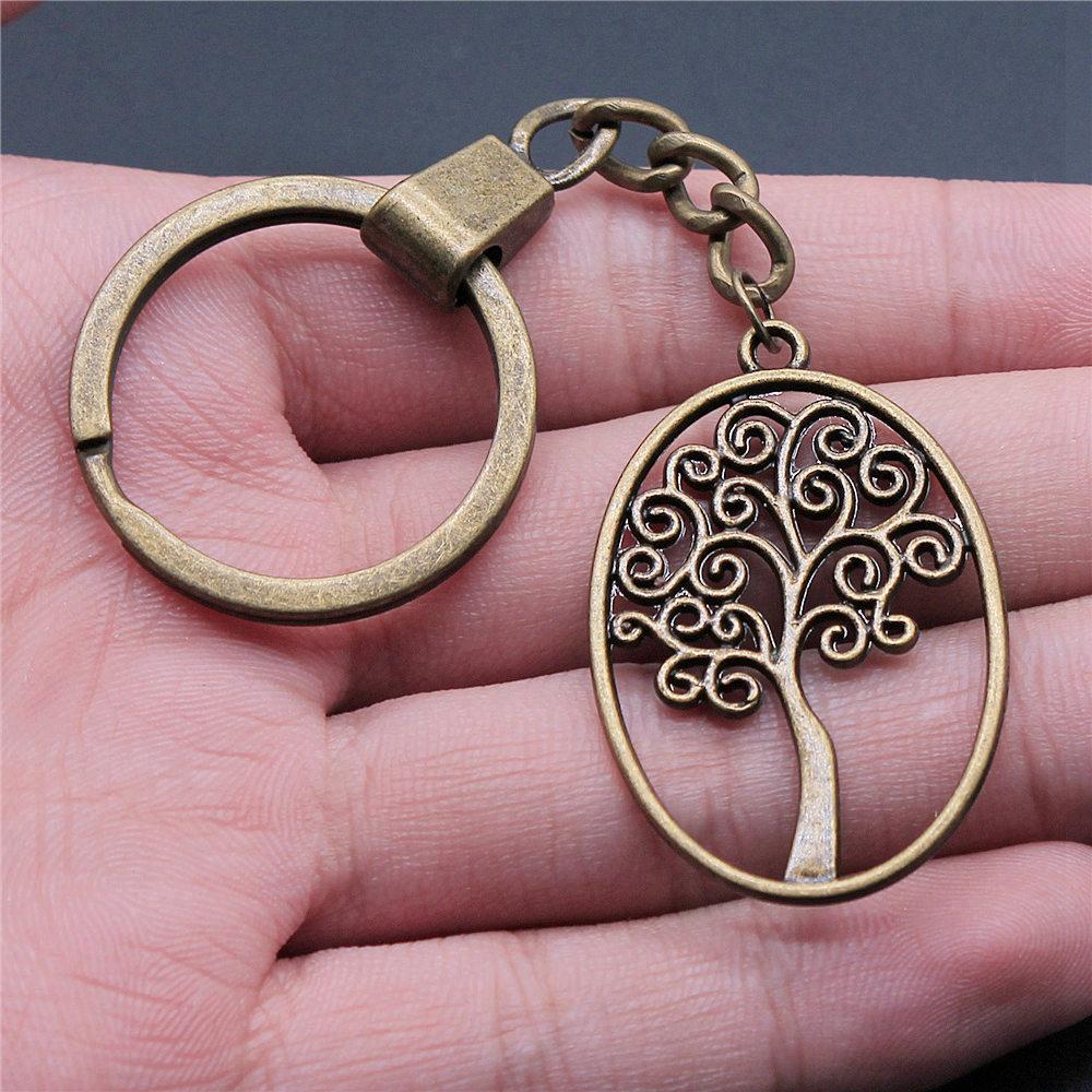 Tree of Life Nature Growth Pendant Antique Bronze Metal Keychain Trendy Gift for Nature Lovers