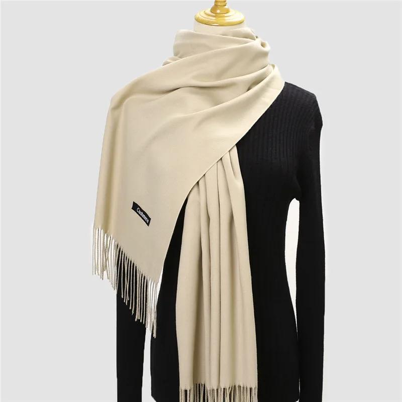 Autumn Winter Solid Imitation Cashmere Scarf for Men Women Tassel Intensification Warm Shawl Fashion Necklaces Wrap Long Scarves