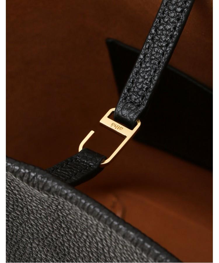 Athe Vanessabruno [Panier] Black Leather Panier Bucket Bag L Aaba6F200Bk