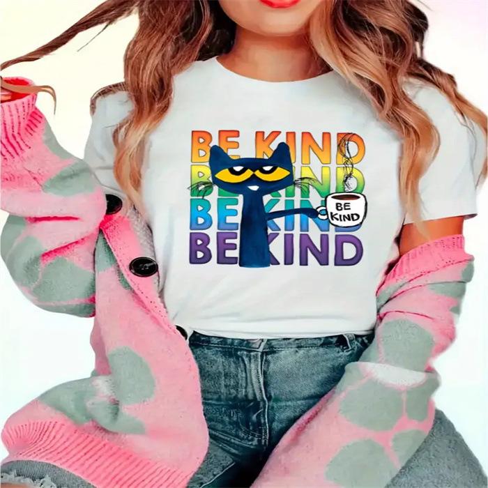 Short-sleeved T-shirt European and American Summer New Women's Fashion Casual Home Commuting Versatile Round Neck Short-sleeved T-shirt