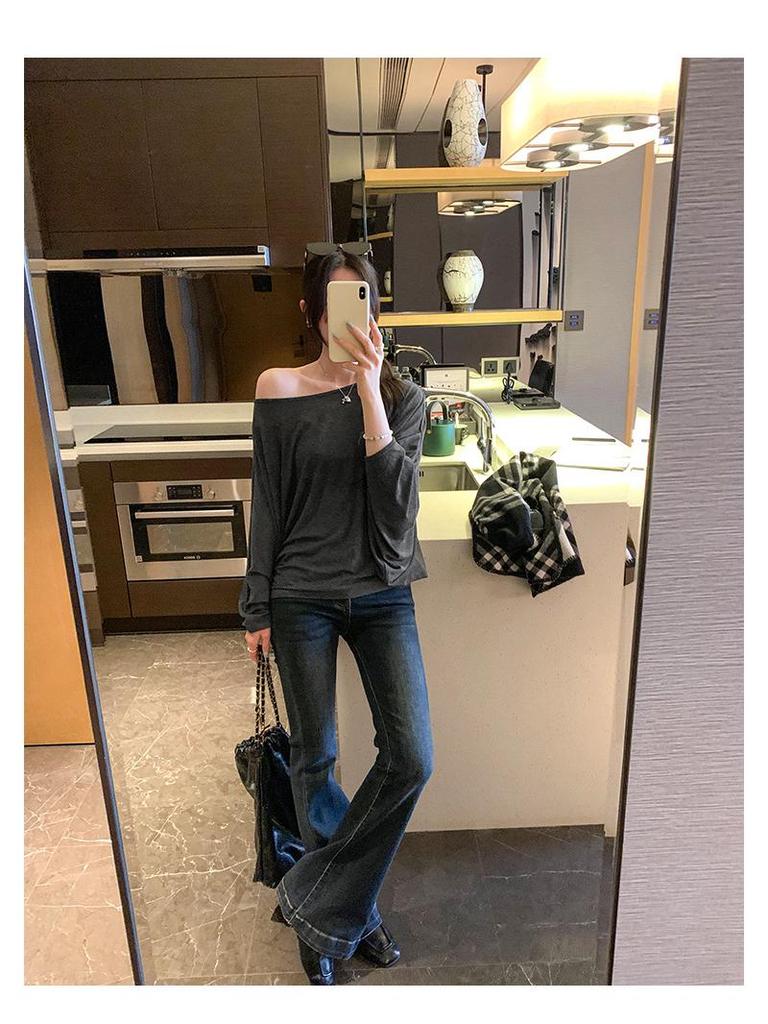 Petite Asymmetrical Off-Shoulder Batwing Sleeve Cropped Top for Women - Spring 2026 Arrival