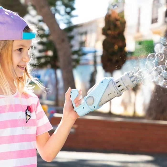 BUBBLIG : Pistolet à Bulles de Savon Automatique Minigun Jouet pour Enfants-8 canons 300 Bulles par Tir-Fonctionne à Piles-Ac[~326]