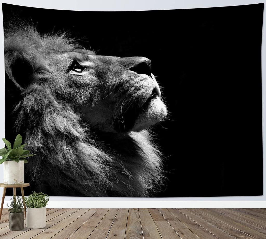 Lion Tapestry Star Lion Tapestry Hippie Art Animal Wall Hanging Tapestry Galaxy Vivid Tapestry