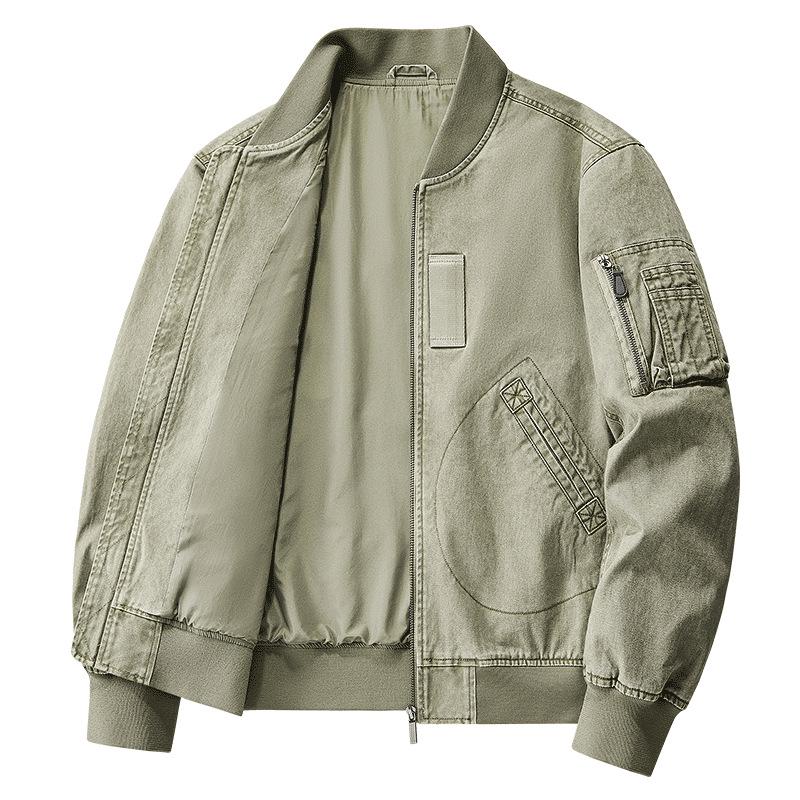 Men's Cotton Flight Jacket - Casual Air Force Baseball Collar Outerwear