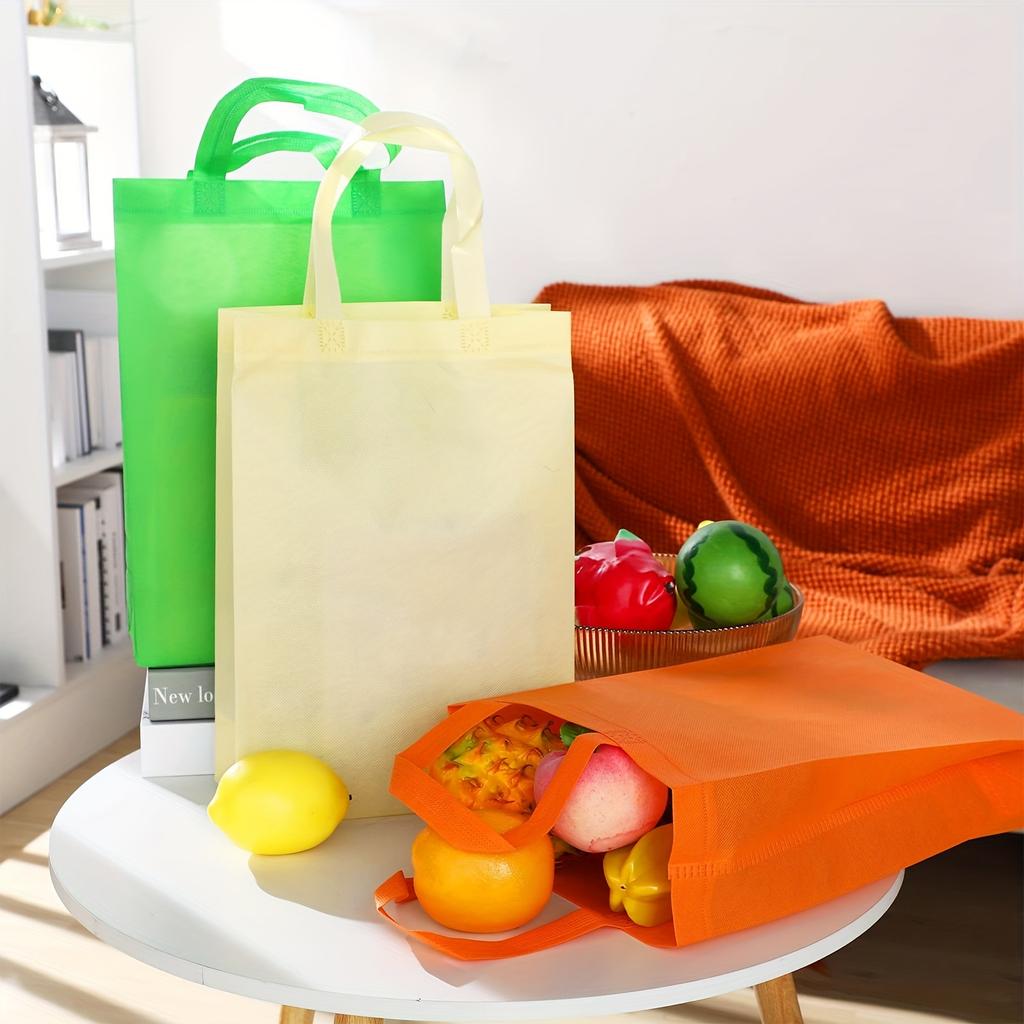 5pcs Non Woven Tote Bags with Handles 9.8x13.8 Inches Large Reusable Gift Bag Foldable Grocery Bags for Shopping Birthday JXB