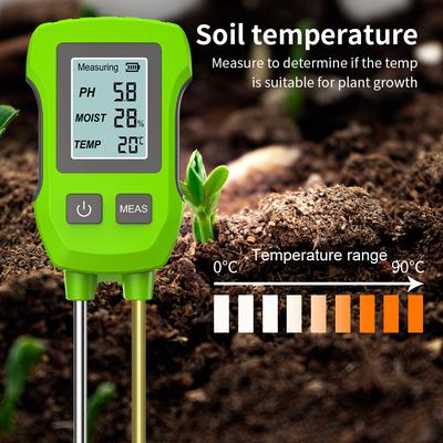 Hohe Genauigkeit Bodenfeuchtemesser 3 in 1 Boden-PH-Feuchte-Temperatur-Messgerät Hintergrundbeleuchtung Bodenfeuchtemesser Gartenpflanze Bodenhygrometer
