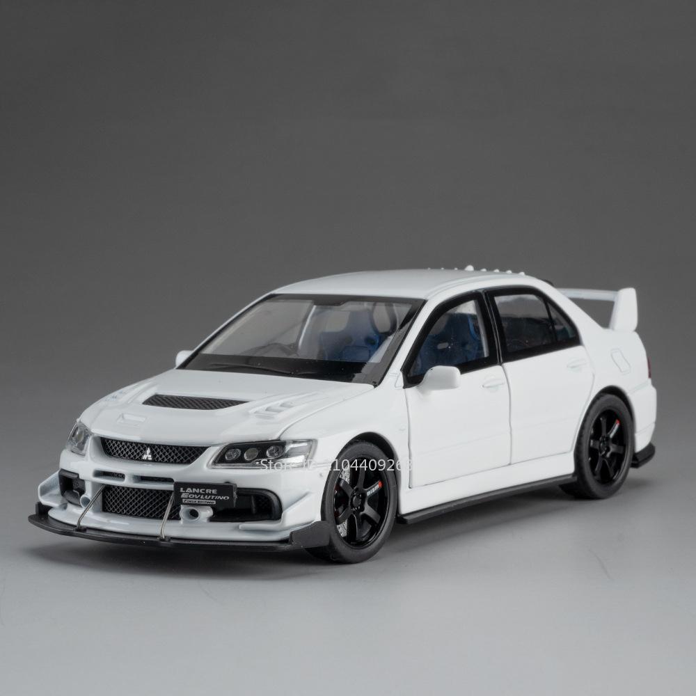 Scale 1:32 Mitsubishi Lancer Evolution IX Sports Car Toy Model Doors Opened Pull Back Shock Absorption Vehicles Hobby Ornaments