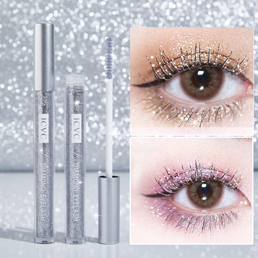 Sparkling Diamond Mascara Sequins Waterproof Glitter Diamond Mascara Shining Galaxy Sequins Sweat Proof Eyelashes Eye Makeup