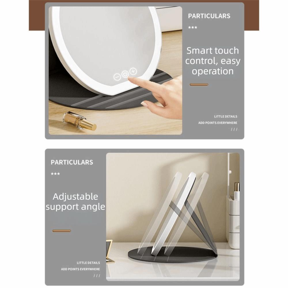 3 Color LED LED Makeup Mirror Round Mirror Foldable Cosmetic Mirrors  Dormitory Use