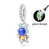 925 Silver Color Luminous Planet Spacecraft Astronaut Firefly Charms Beads Fit Qikaola 925 Bracelets DIY Christmas Jewelry Gifts