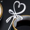 3D Schleife Knoten Herzförmiger Mini Kaffeelöffel Tee Dessert Hängender Löffel Gold Silber Löffel Edelstahl Besteck