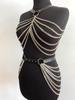 Fashion Body Chain Set: Leather belt paired with cage-style chest harness accessory, perfectly complements  carnival outfits