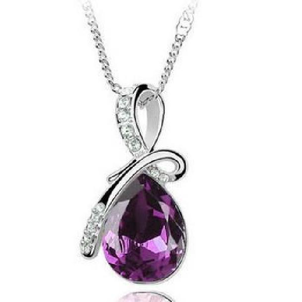 C125 Japanese and Korean Hot Trend Accessories Angel's Tears Water Drop Crystal Pendant Necklace Set