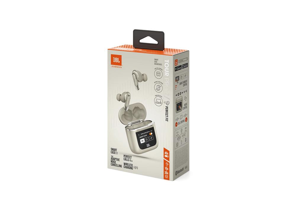 Sluchátka JBL TOUR PRO 2 Bluetooth Hybridní potlačení hluku/Multipoint/IPX5/Kompatibilní/Vybaveno chytrým dotykovým displejem/Champagne G