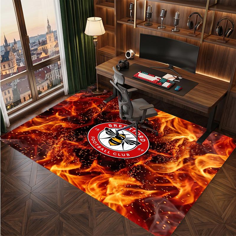 Brentford Football Print Crystal Velvet Rug, Comfortable Water Absorbent Non Slip Indoor Floor Carpet