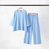 Women's Solid Vintage Pants Set Cotton Linen Casual Long Sleeve Loose Cotton Set