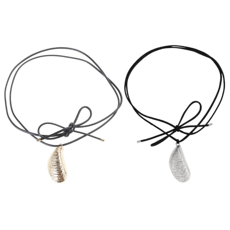 Elegante Halskette mit unregelmäßig gestreiftem Wassertropfen-Anhänger und verstellbarer Kette, Choker-Charm-Halsketten für modische Frauen