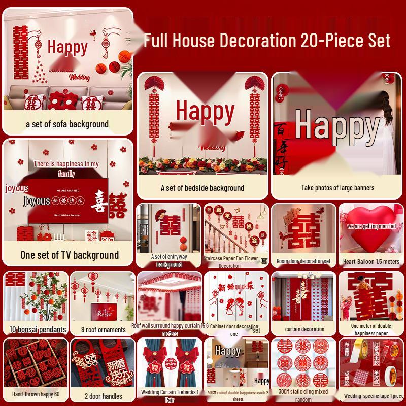 Wedding Ceremony Room Décor Set: Bridal & Groom's Room, Living Room Sofa & Background Wall Decorations