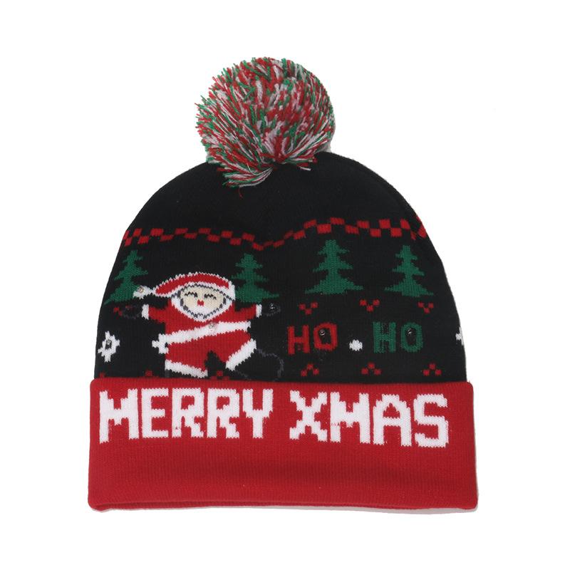2025 autumn and winter new knitted hat Christmas holiday party LED light Christmas hat