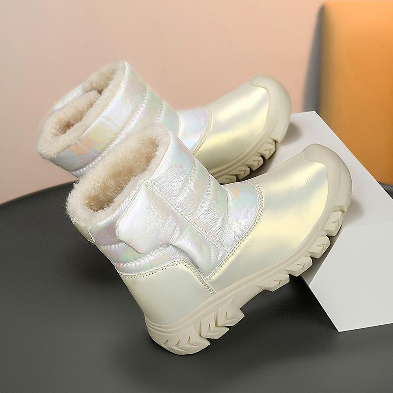 2025 Winter Kids' High-Top Fur-Lined Cotton Snow Boots: Non-Slip, Warm Hiking Shoes for Boys and Girls