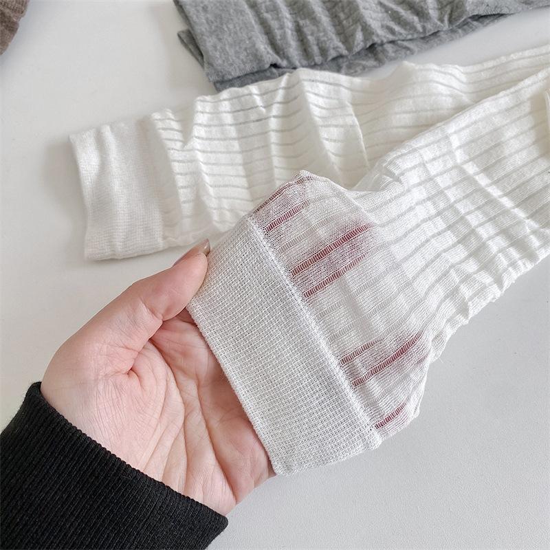 Socks Thin Breathable Mesh Solid Color Vertical Strip Pile Socks Style Catwalk Pure Cotton Socks