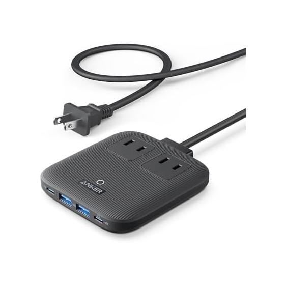 Зарядная станция Anker Nano (6-в-1, 67 Вт) (USB-удлинитель, сетевой фильтр, розетка переменного тока, 2 порта, 2 порта USB-C, 2 порта USB-A, удлинительный шнур 1,5 м) [Совместимый