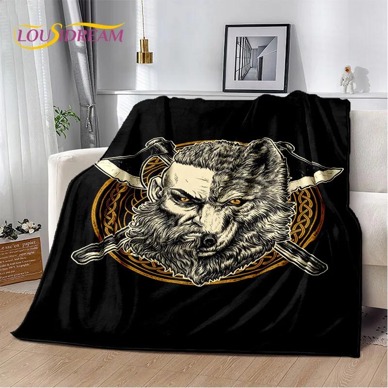 3D Viking Odin Valhalla Nordic Mythology Cartoon Blanket,Soft Throw Blanket for Home Bedroom Bed Sofa Picnic Office Travel Cover