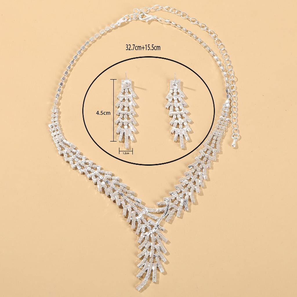 3PC Women's Trendy Claw Chain Series Mimosa Flower Earrings Necklace Zircon Set Wedding Banquet Party Holiday Gift-1699
