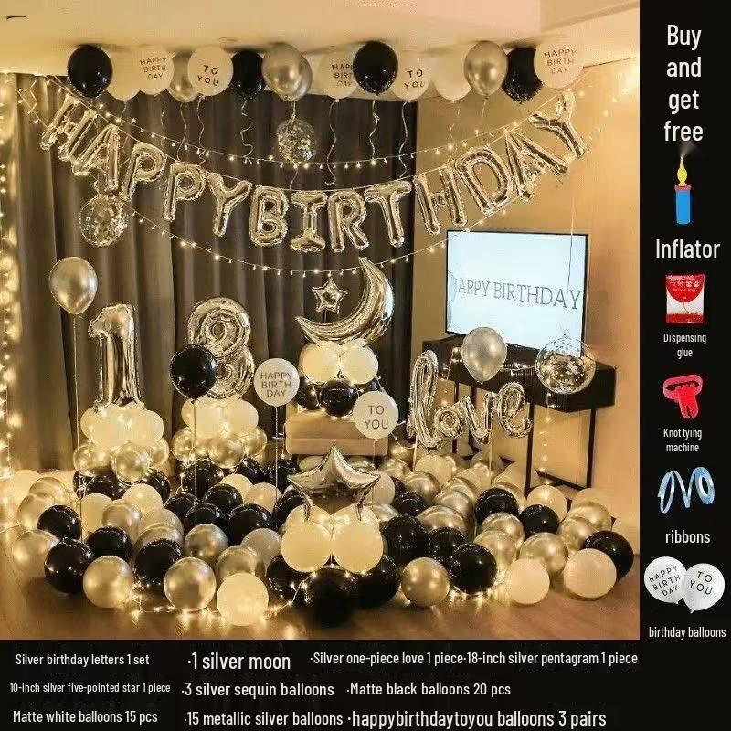 18th Birthday Party Decoration Set - Balloons & Backdrop for Boys and Girls