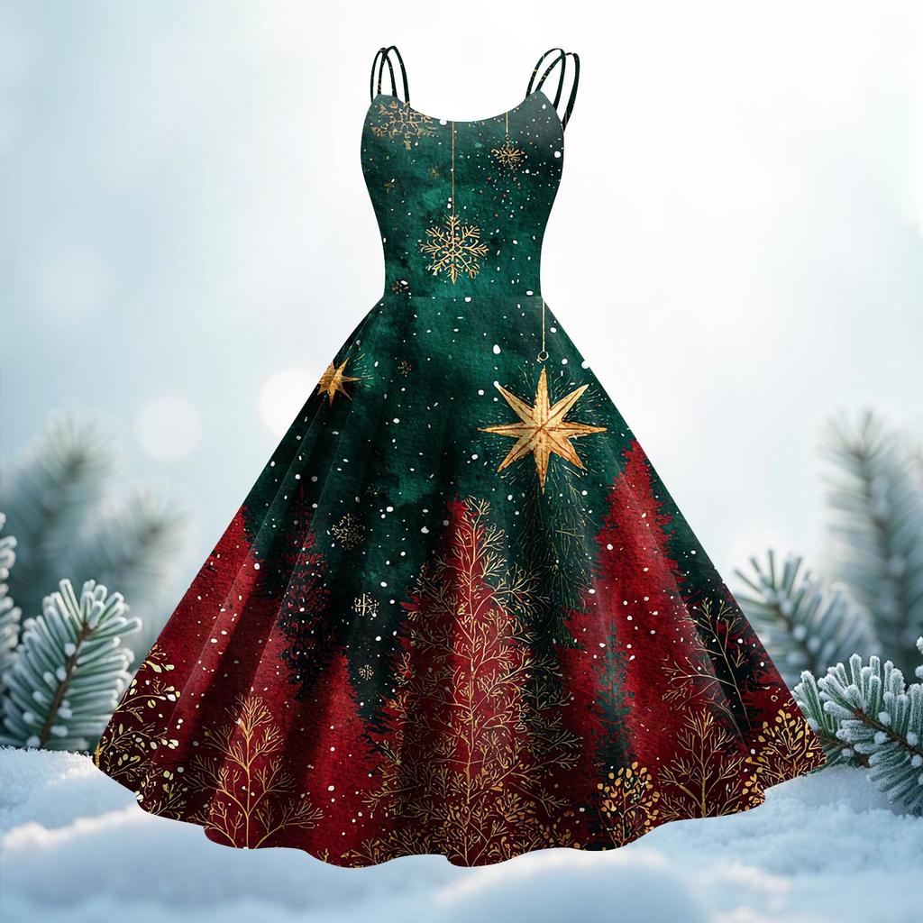 Women's Fashion Christmas Printed Sexy Strapless Gothic Cocktail Dress Punk, Vintage Dress.