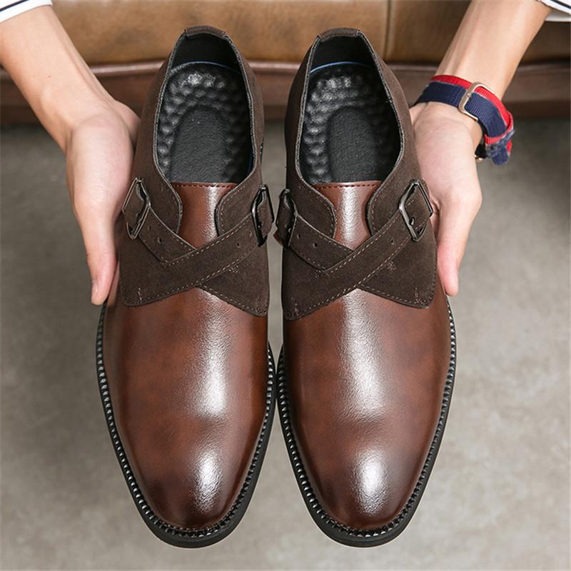 Luxury Fashion Designer Charm Men's Pointed Monk Strap Loafers Male Wedding Dress Prom Formal Shoes Footwear Zapatos Hombre