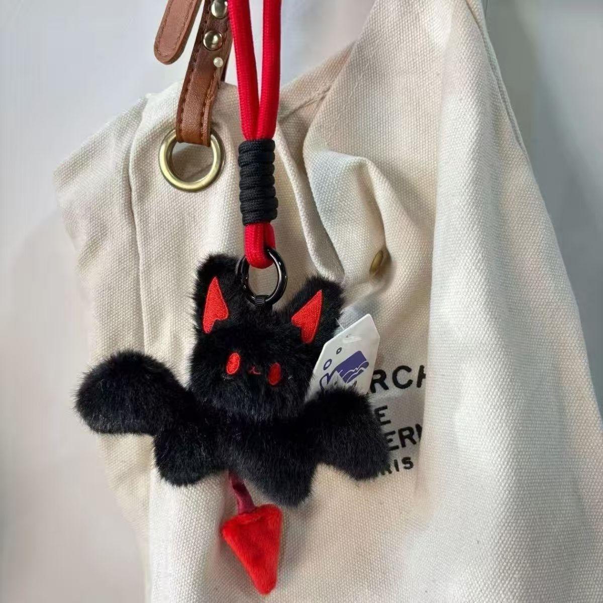 Cute Flying Bat Bunny Plush Toy Keychain Cartoon Rabbit Doll Pendant Soft Stuffed Animal Ornament 10cm