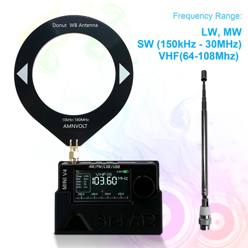 AMNVOLT V4 ATS MINI SI4732 All Band DSP Radio FM AM SSB LSB USB Receiver Pocket Radios Built-in Hi-Z Headphone Amplifier Genuine