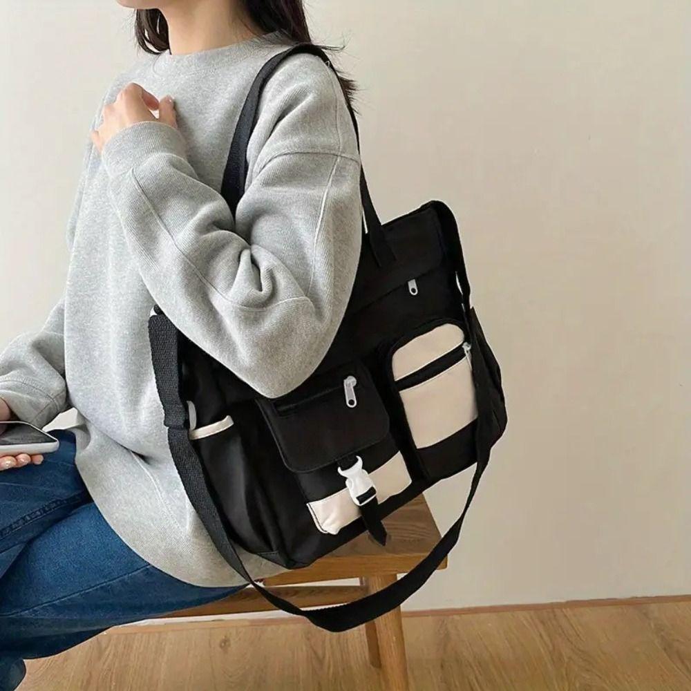 Nylon Canvas Tote Bag Academy Style Harajuku Student School Bag Korean Style Large Capacity Japanese Shoulder Bag Outdoor