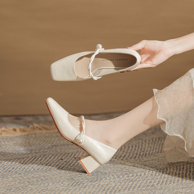 5888 Premium Sexy Women's Thick Heel Square Head Mary Jane Single Shoes 2026 New Versatile and Not Tired of High Heels