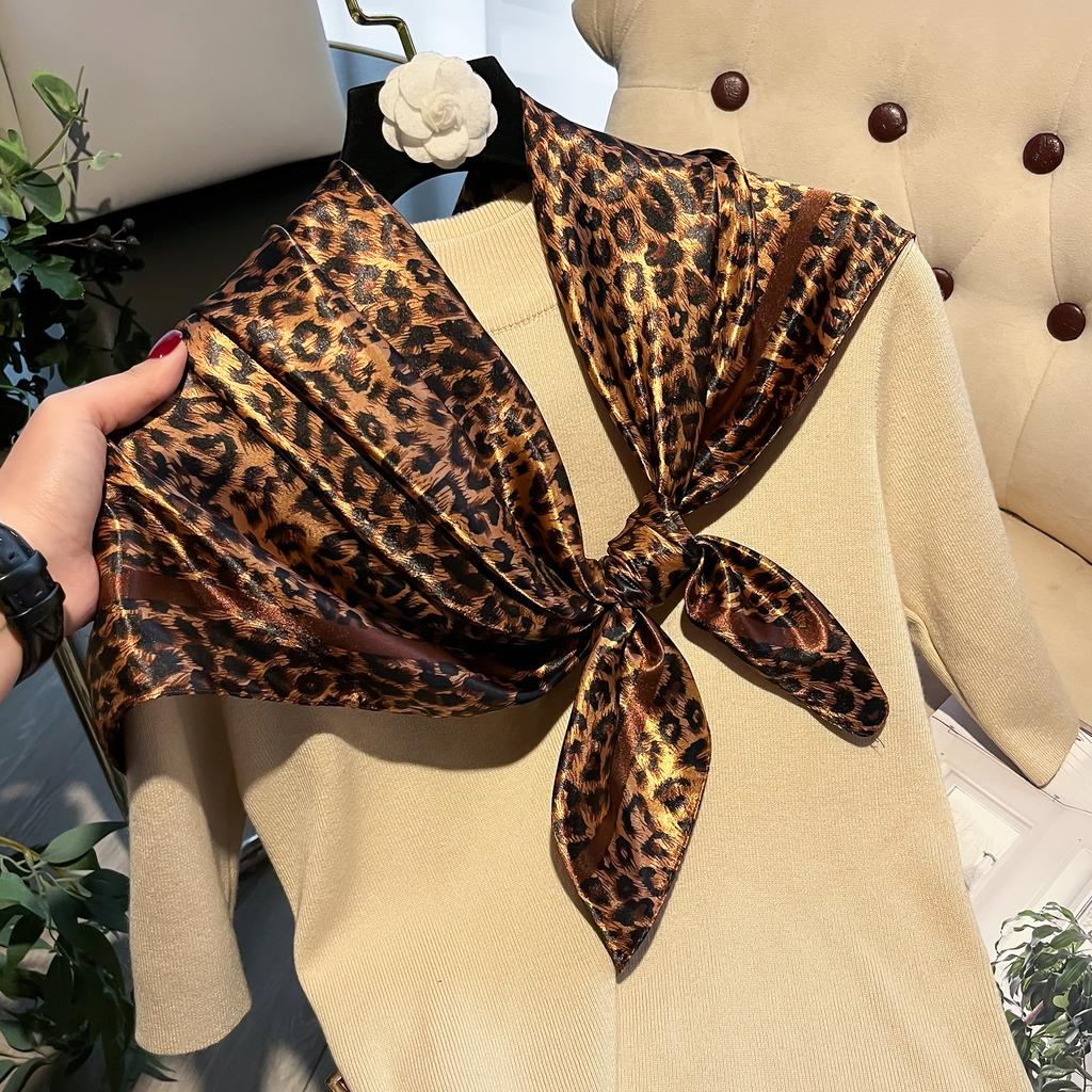 New Luxury Brand Leopard Print Headband Scarf Women Fashion Silk Satin Hair Band Bag Wrist Bandana Neckerhicef Shawl Wraps 2028