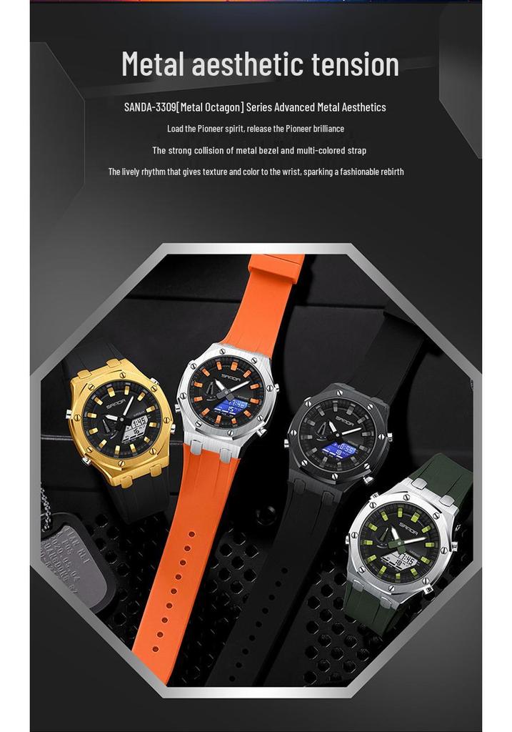 Sanda Octagonal Multifunctional Luminous Waterproof Men's Watch